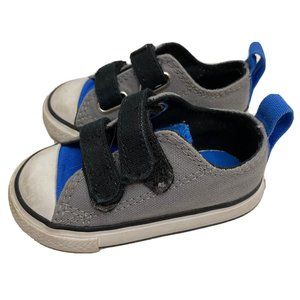 Converse low top sneakers gray hoop & loop shoes little kids toddler size 4